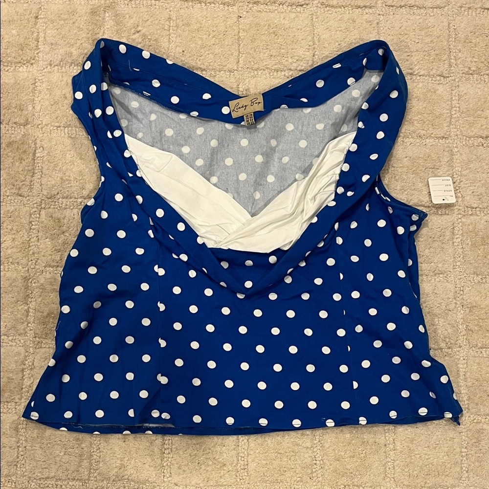 Lindy Bop Blue and White Polka Dot Blouse